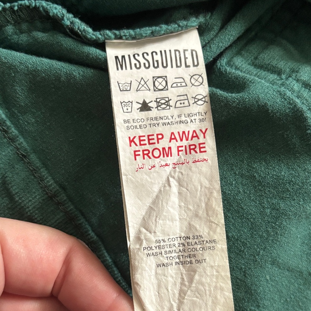 Missguided Forest Green Cropped Corduroy Button Up Jacket Size 2 - Picture 4 of 7